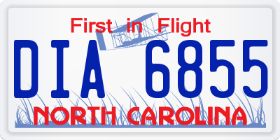 NC license plate DIA6855