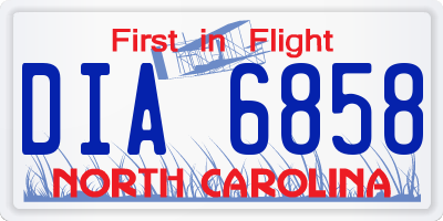 NC license plate DIA6858