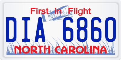 NC license plate DIA6860