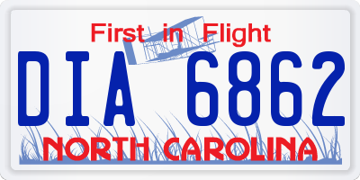 NC license plate DIA6862