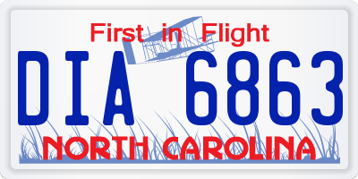NC license plate DIA6863