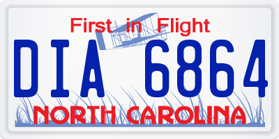 NC license plate DIA6864