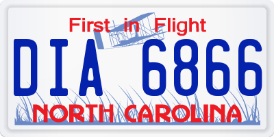 NC license plate DIA6866