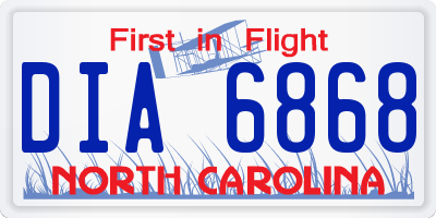 NC license plate DIA6868