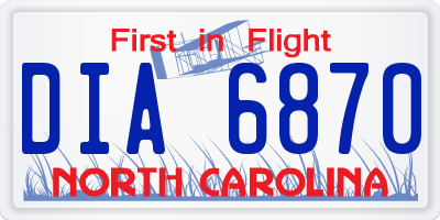NC license plate DIA6870