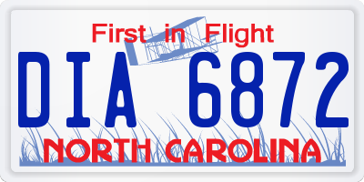 NC license plate DIA6872