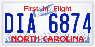 NC license plate DIA6874