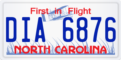 NC license plate DIA6876