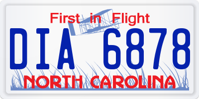 NC license plate DIA6878
