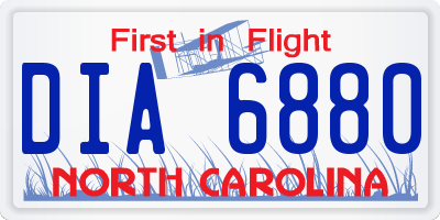 NC license plate DIA6880