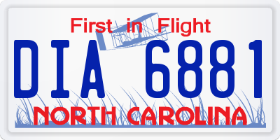NC license plate DIA6881
