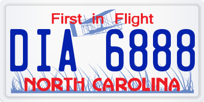 NC license plate DIA6888