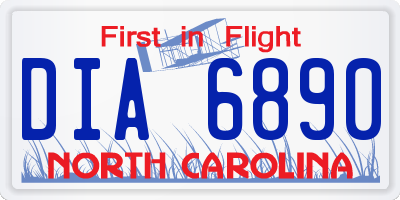 NC license plate DIA6890