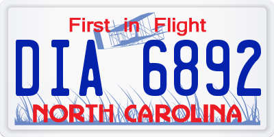 NC license plate DIA6892