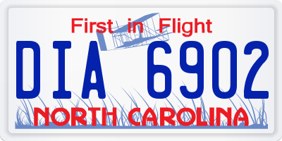 NC license plate DIA6902