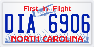 NC license plate DIA6906