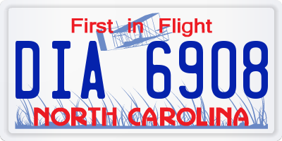 NC license plate DIA6908