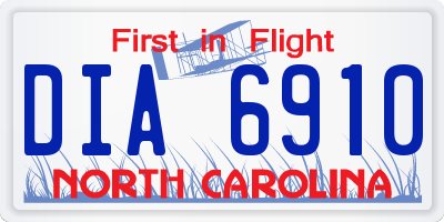 NC license plate DIA6910