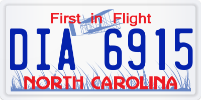NC license plate DIA6915