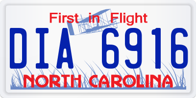 NC license plate DIA6916