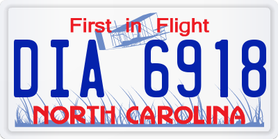 NC license plate DIA6918