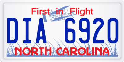 NC license plate DIA6920