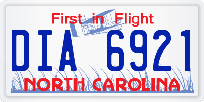 NC license plate DIA6921