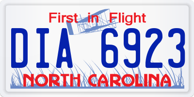 NC license plate DIA6923