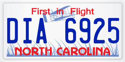 NC license plate DIA6925