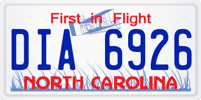 NC license plate DIA6926