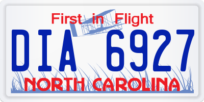 NC license plate DIA6927