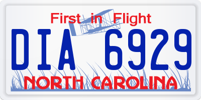 NC license plate DIA6929