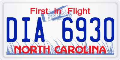 NC license plate DIA6930