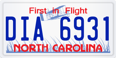 NC license plate DIA6931