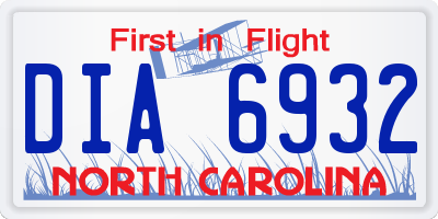 NC license plate DIA6932