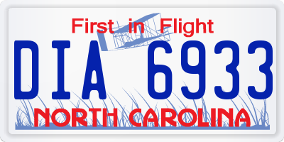 NC license plate DIA6933