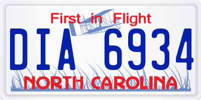 NC license plate DIA6934