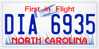 NC license plate DIA6935