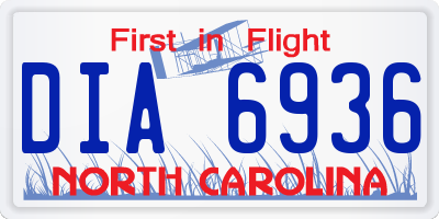 NC license plate DIA6936