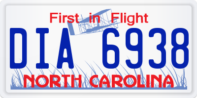 NC license plate DIA6938