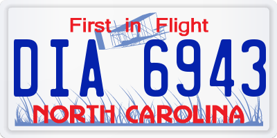 NC license plate DIA6943
