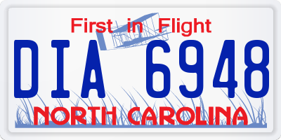 NC license plate DIA6948