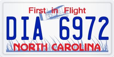 NC license plate DIA6972