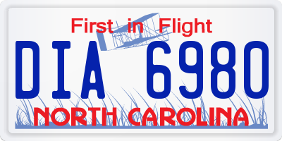 NC license plate DIA6980