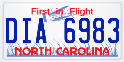 NC license plate DIA6983