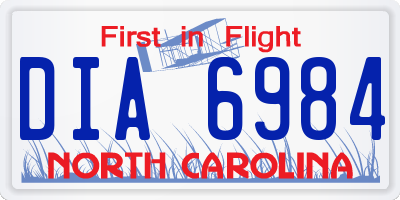 NC license plate DIA6984