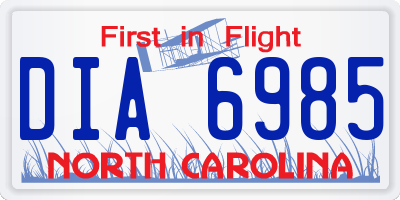 NC license plate DIA6985