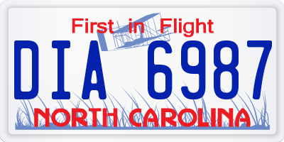 NC license plate DIA6987