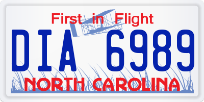 NC license plate DIA6989