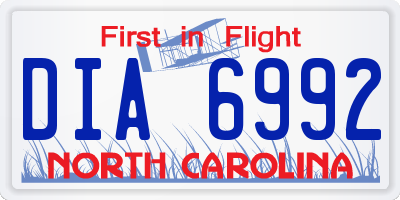 NC license plate DIA6992